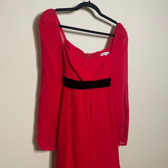 Reformation Red Dress with Black Bow - Picture 5 of 8